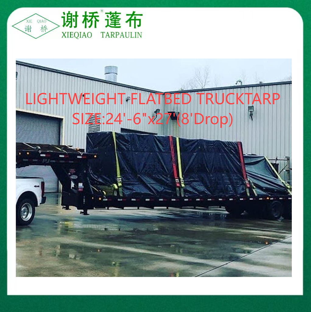 18 & 14oz, camion cu talpă neagră ușoară și 14oz, dimensiunea Tarp24 "-6" "× 27" (8 "DR0P)